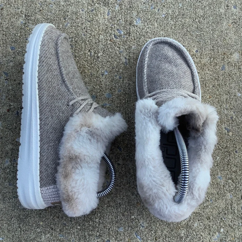 Hey Dude Britt Youth Coffee Dye Faux Fur Lined Ankle Boots Size Y4 L5 EU 36